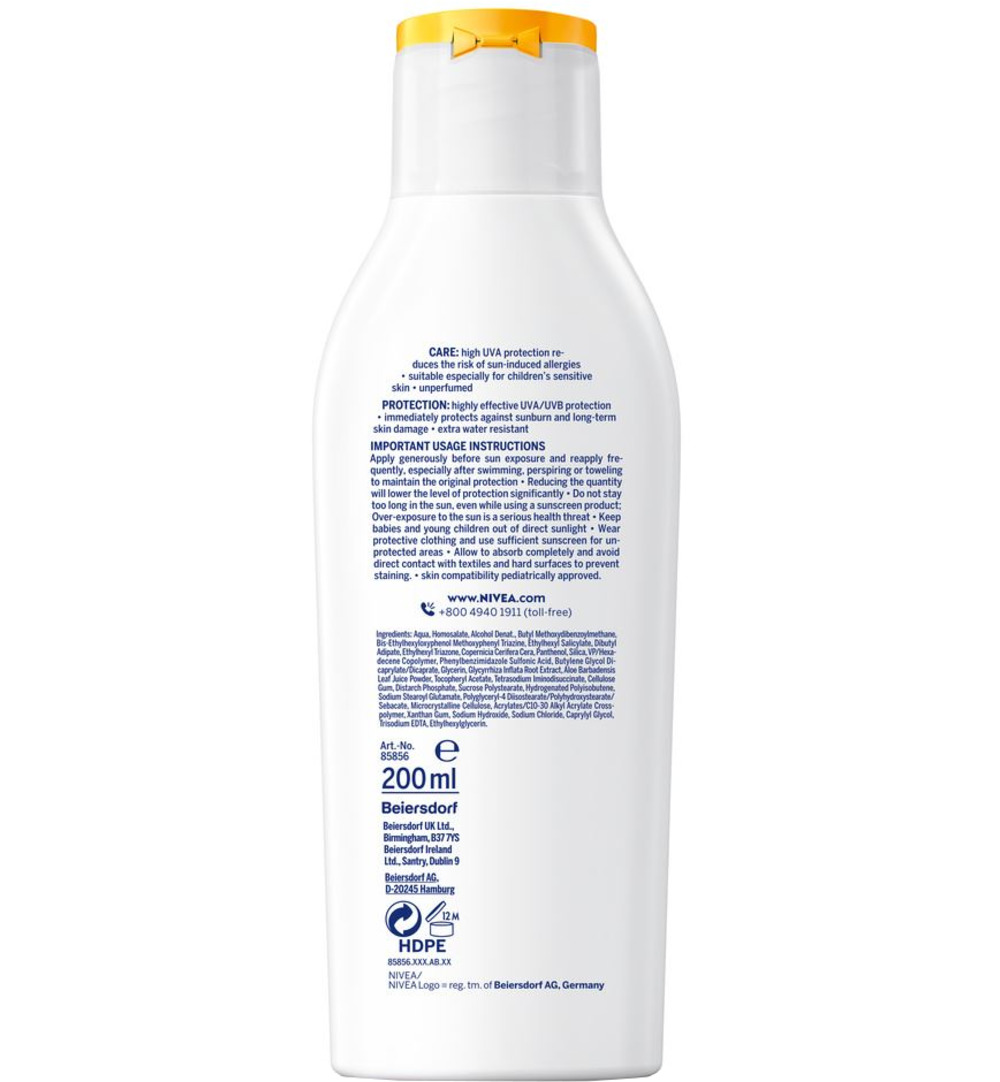Nivea Sun protect & sensitive child sunmilk SPF50+ (200 ml)