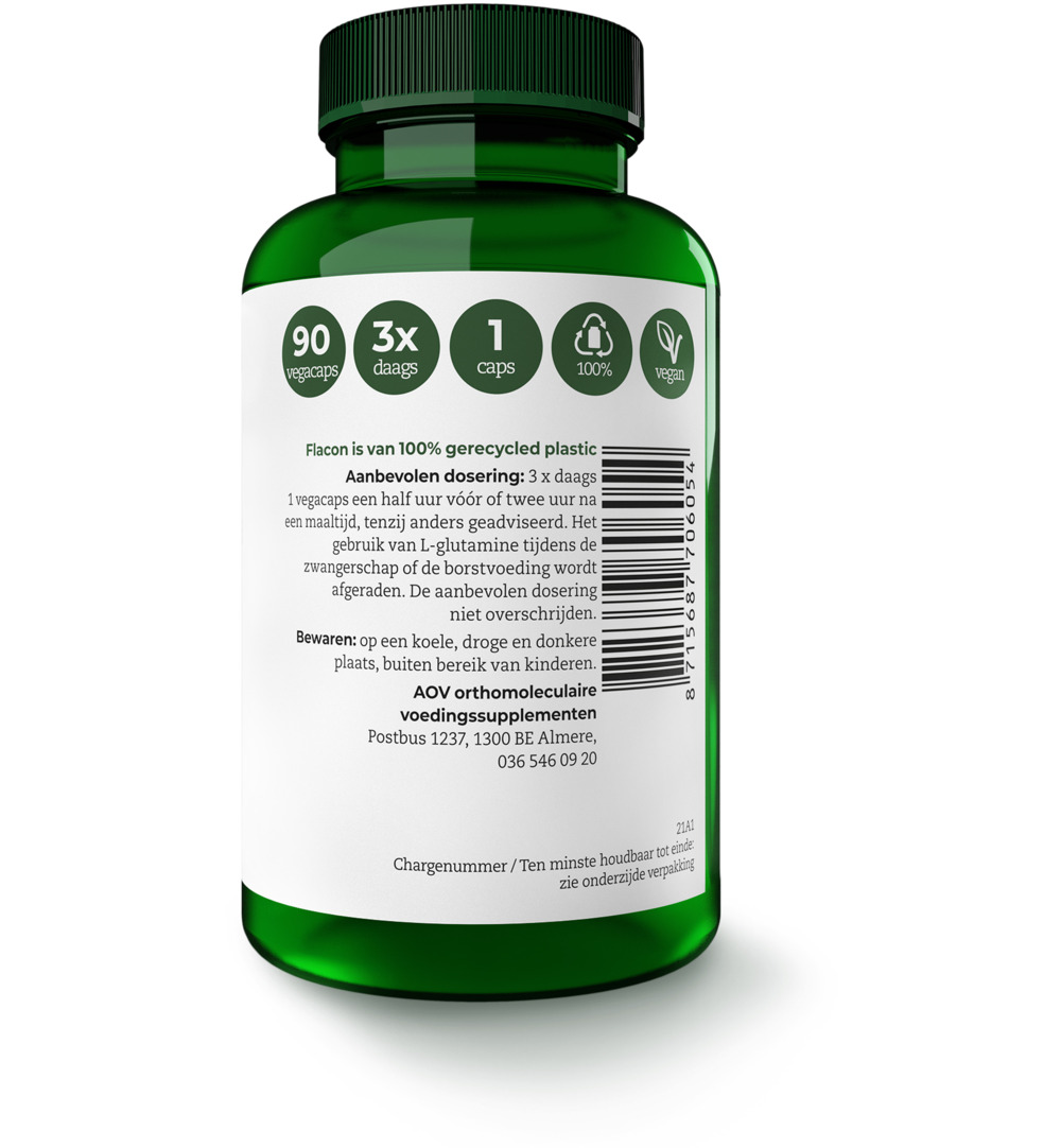 AOV 605 L-Glutamine 500mg (90 vega capsules) - image 2