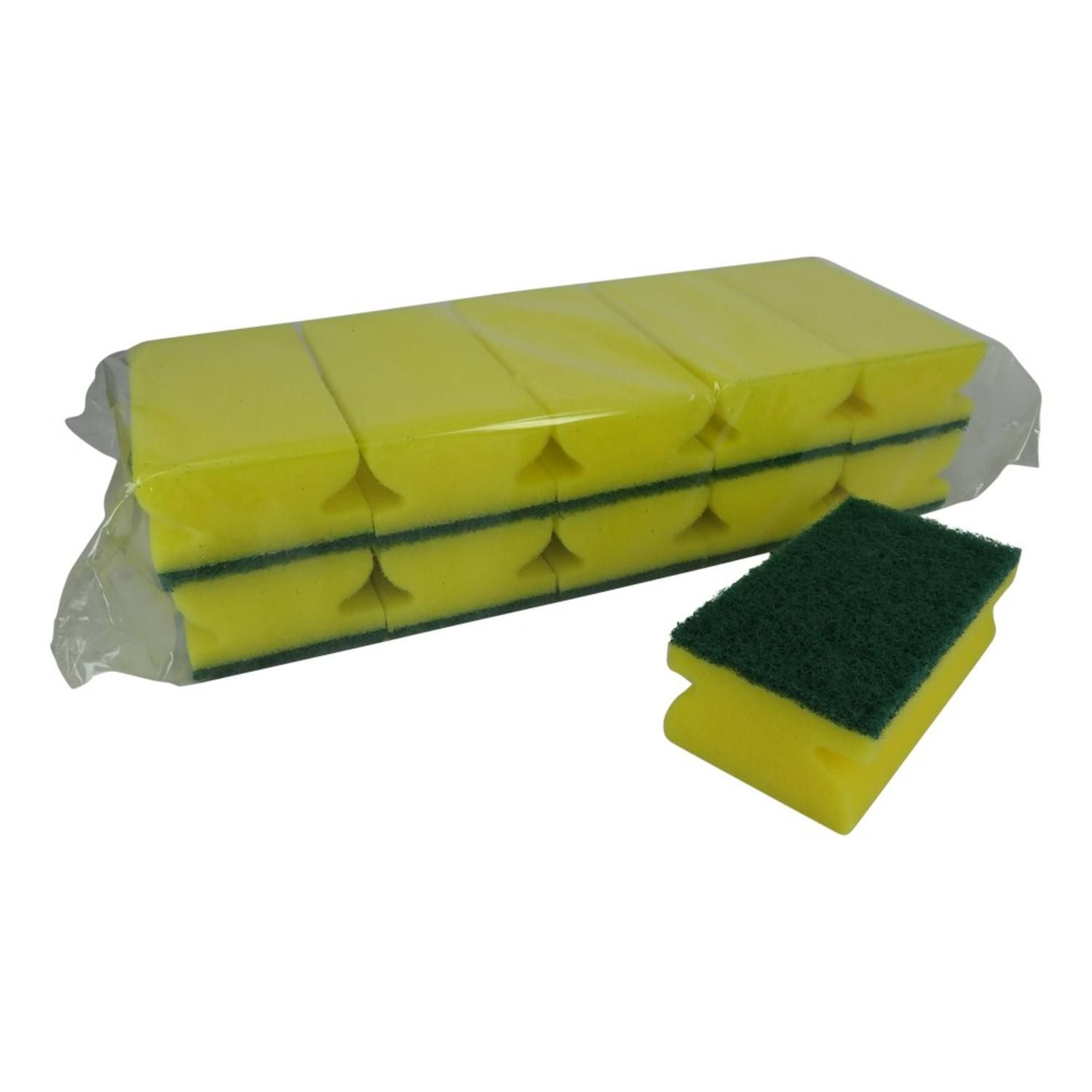 Multy Schuursponsjes Krasvrij Easy Grip 10-Pack Geel/Groen (10 stuks)