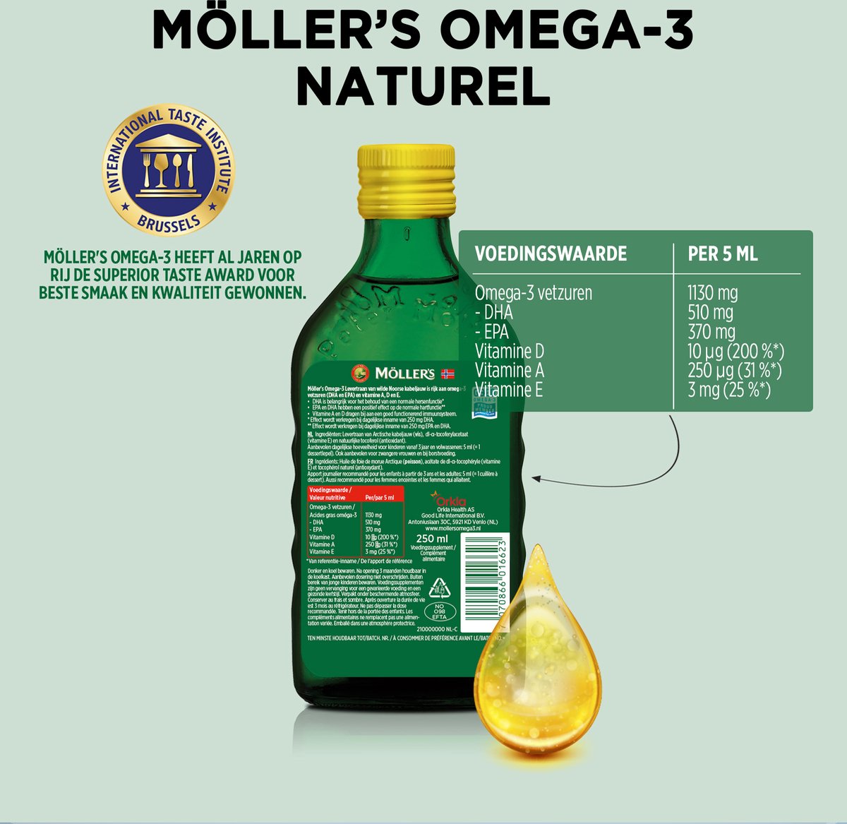 6x Mollers Omega-3 Levertraan Naturel (250 ml) - image 2