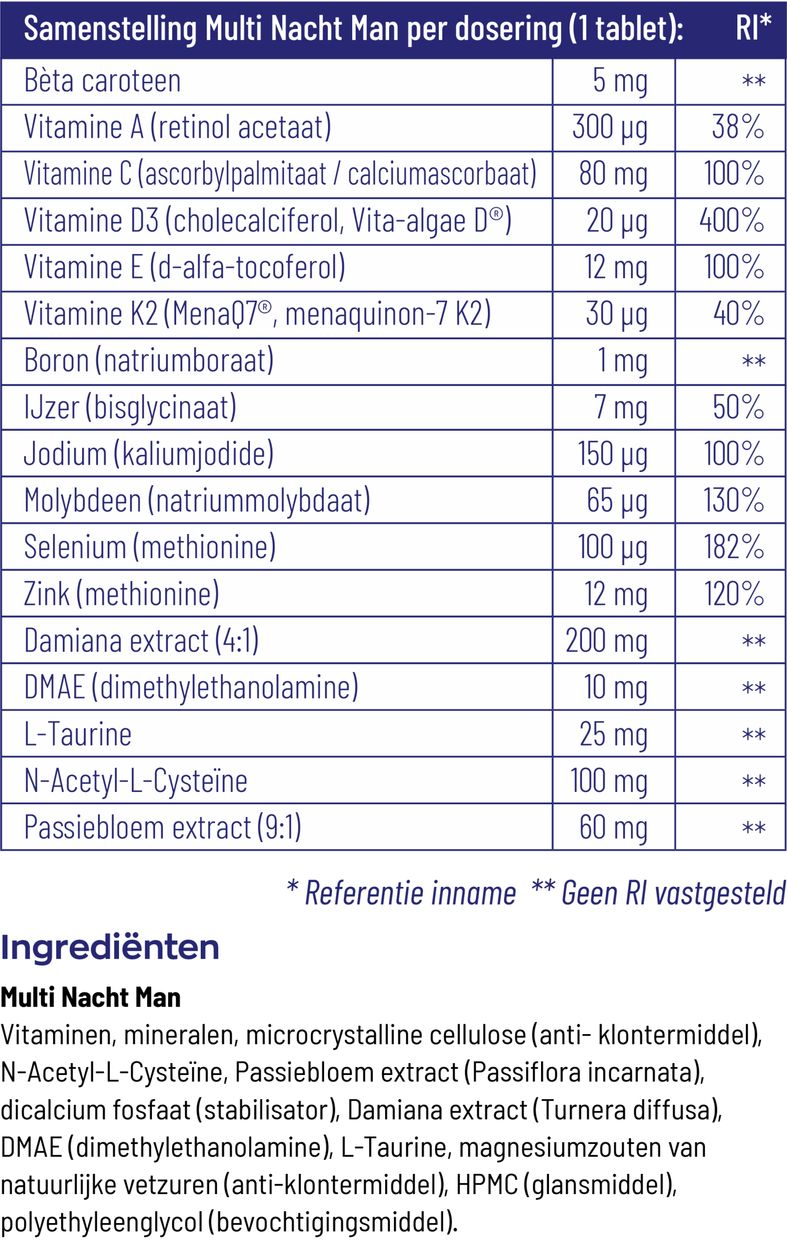Vitakruid Multi Nacht Man 100% Vegan (90 tabletten) - image 3