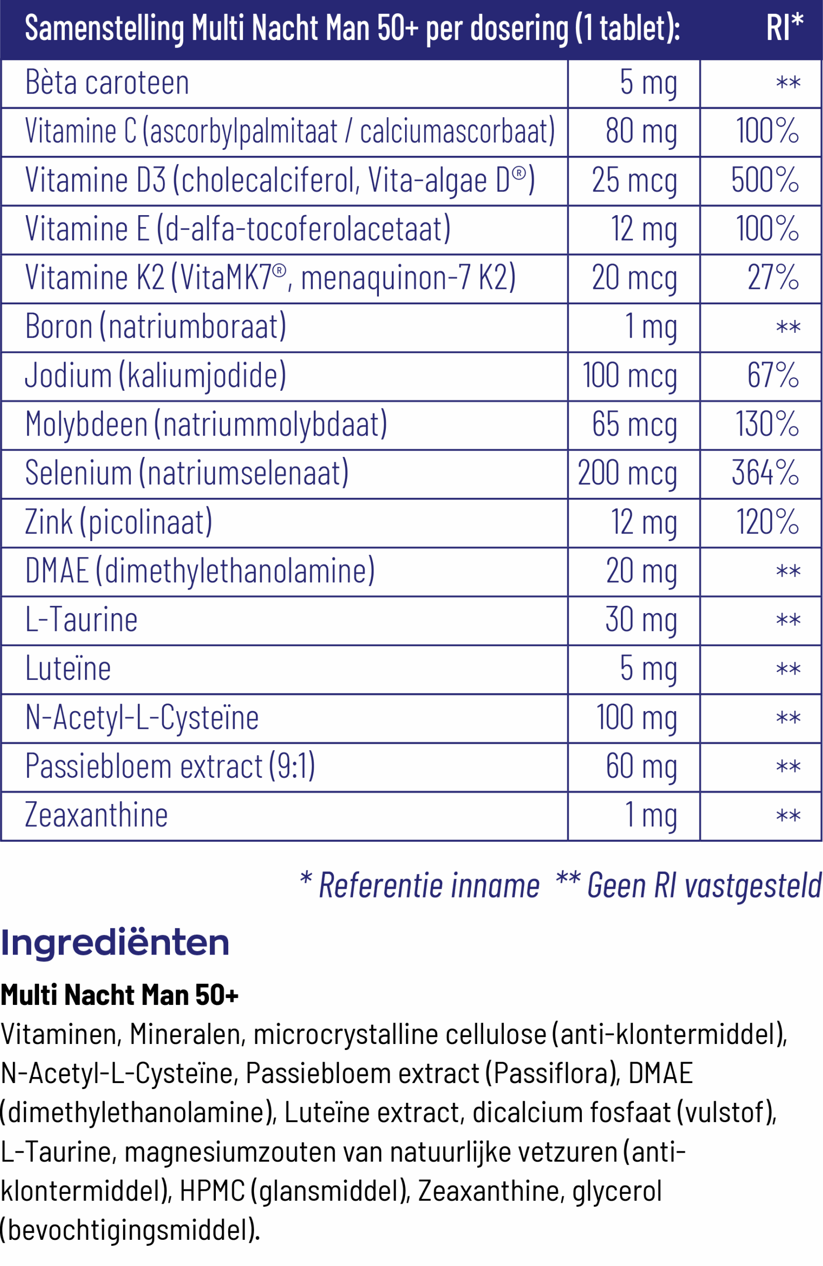 Vitakruid Multi Dag & Nacht Man 50+ 100% Vegan (2 X 90 tabletten) - image 2