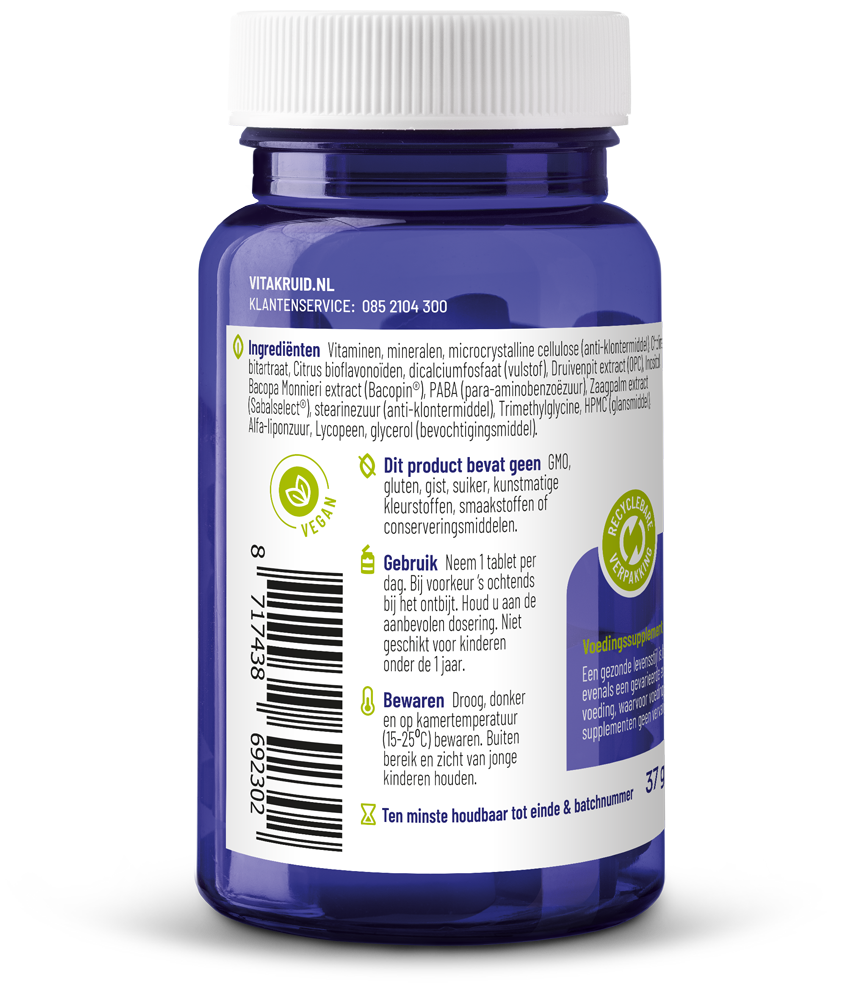 Vitakruid Multi Dag Man 50+ 100% Vegan (30 tabletten)