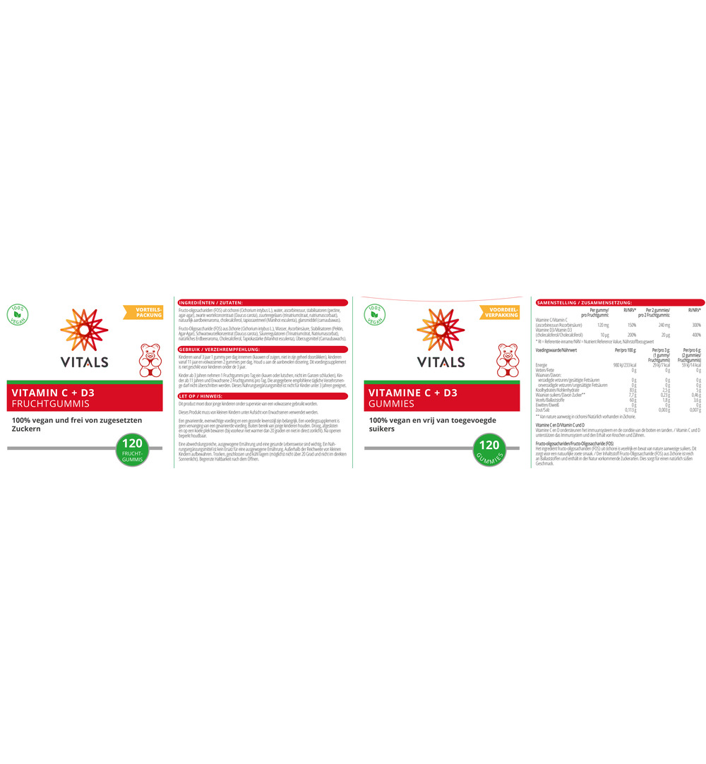 Vitals Vitamine C + D3 Gummies (120 gummies) - image 3