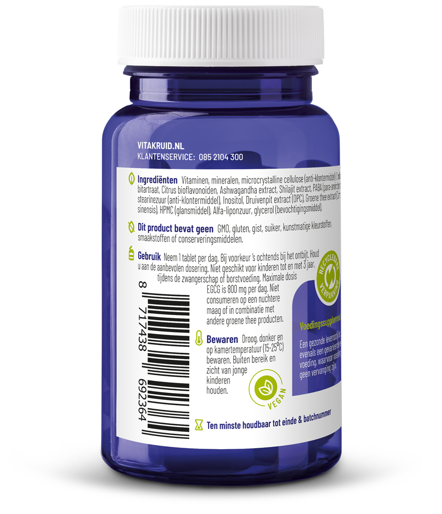 Vitakruid Multi Dag Man Sport 100% Vegan (30 tabletten)