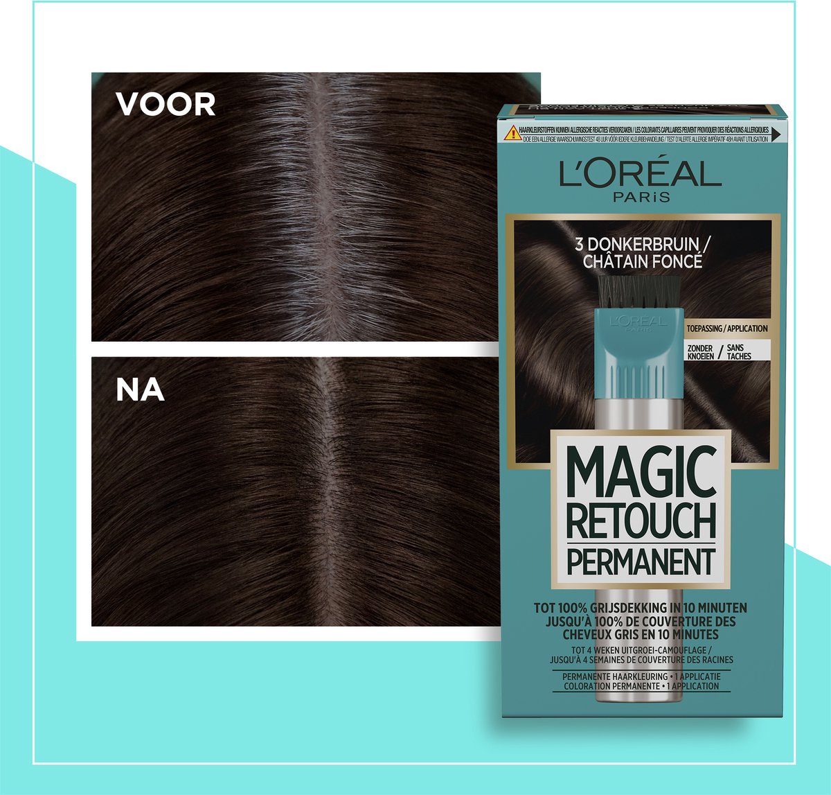 Loreal Paris Magic Retouch Permanente Haarkleuring nr 3 Donkerbruin (1 stuk)