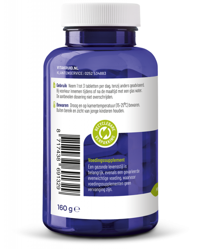 Vitakruid Msm 1000 Mg > 99,9% Zuiver + Vitamine C (120 tabletten)
