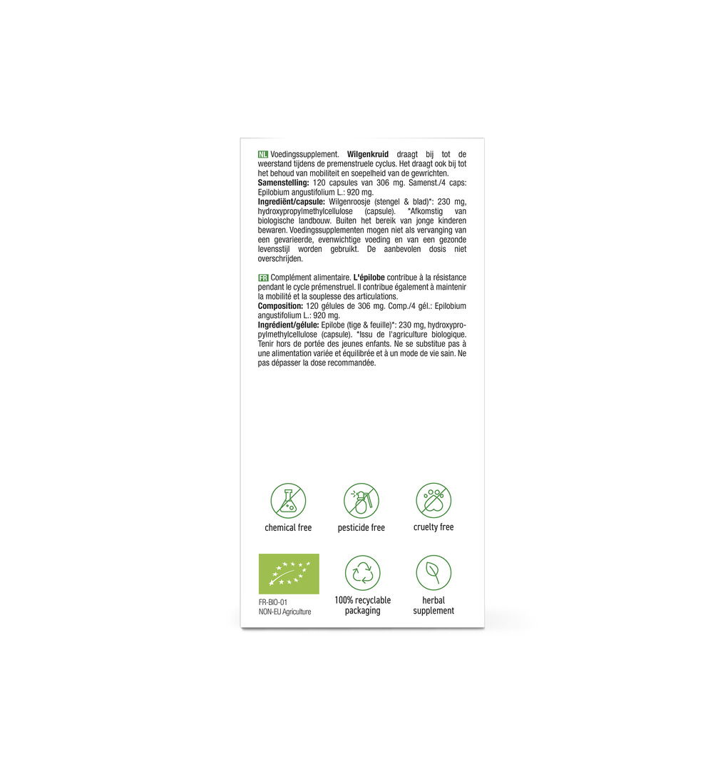 Purasana Wilgenroosje/Epilobe Vegan Bio (120 capsules) - image 2