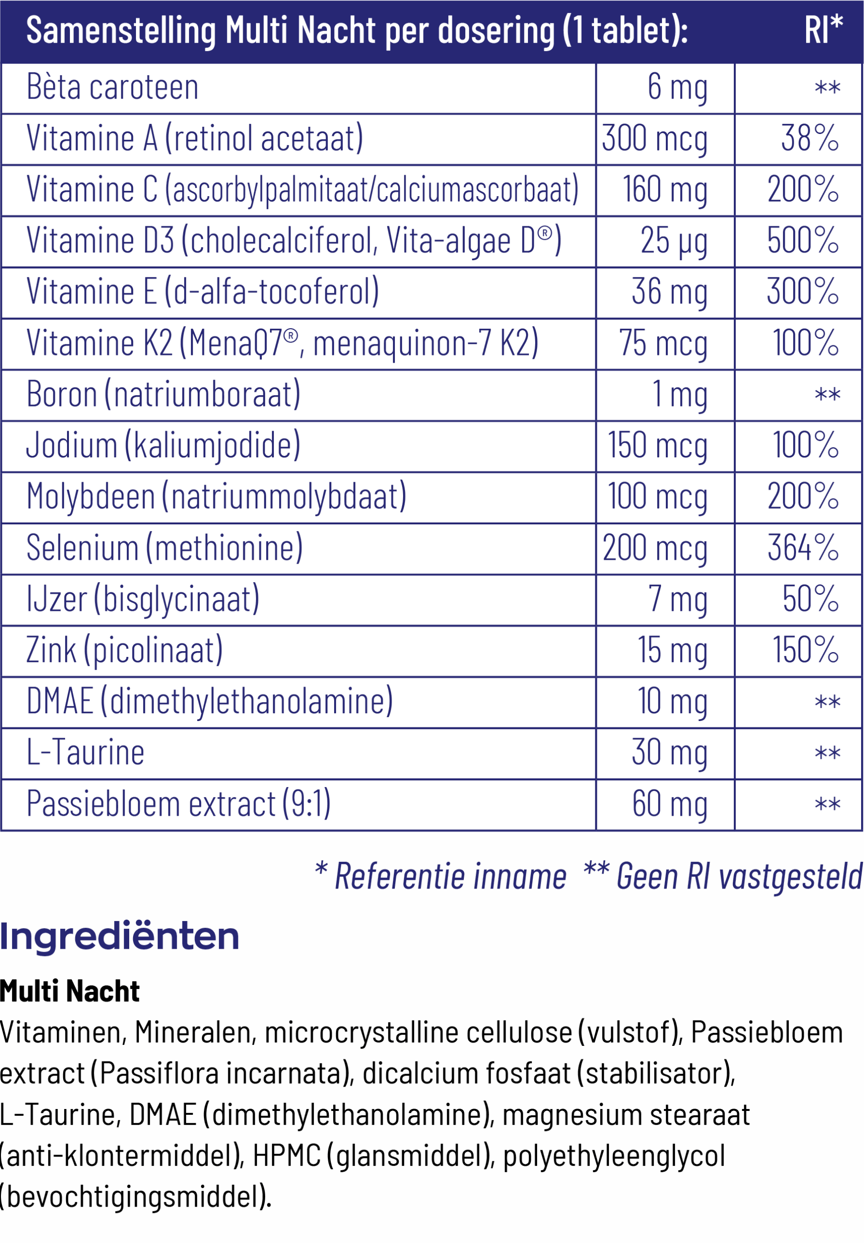 Vitakruid Multi Nacht Hd 100% Vegan (30 tabletten) - image 3