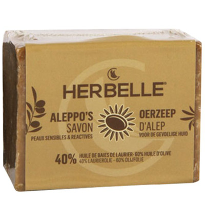 Herbelle Aleppo zeep olijf met 40% laurier (1 stuk)