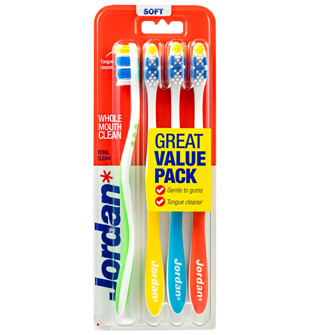 Jordan Tandenborstel TotalClean Soft 4-pack (4 stuks)