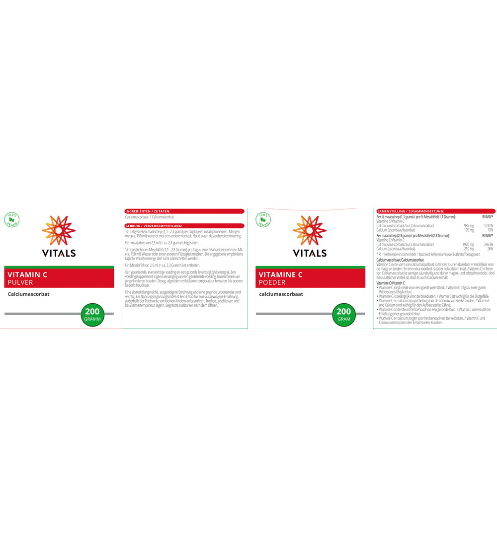 Vitals Vitamine C poeder (200 gr) - image 3