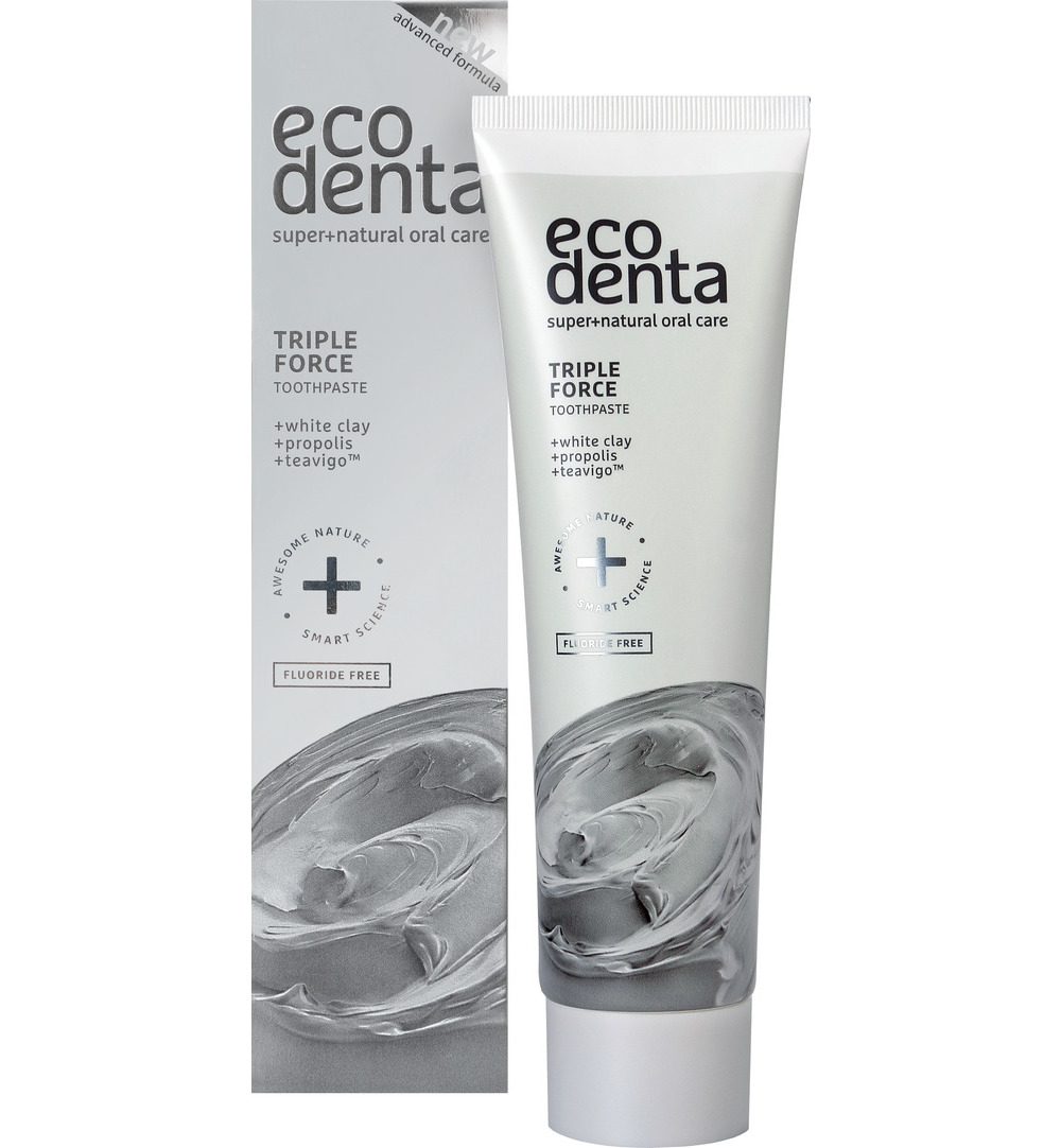 Ecodenta Tandpasta extra triple effect witte klei (100 ml)