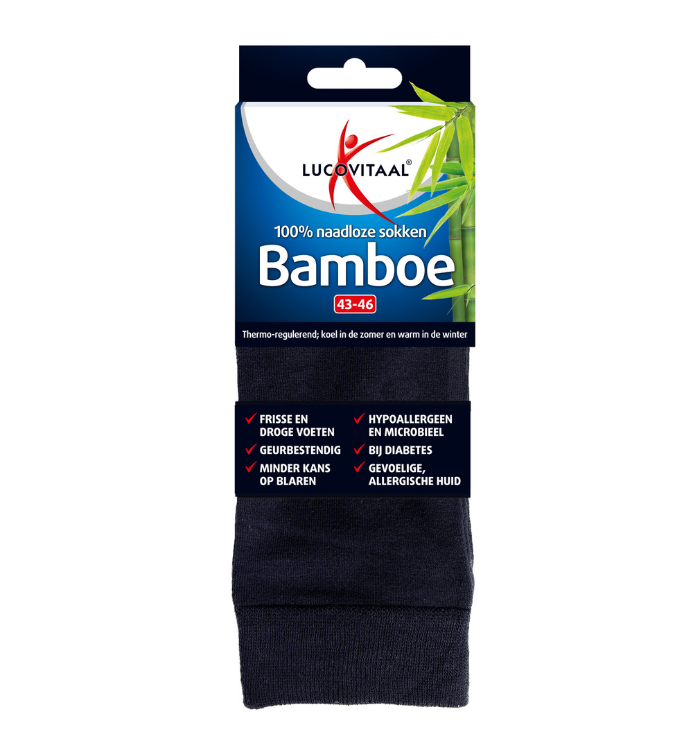 Lucovitaal Bamboe Lange Sokken Blauw 43-46 (1 paar)