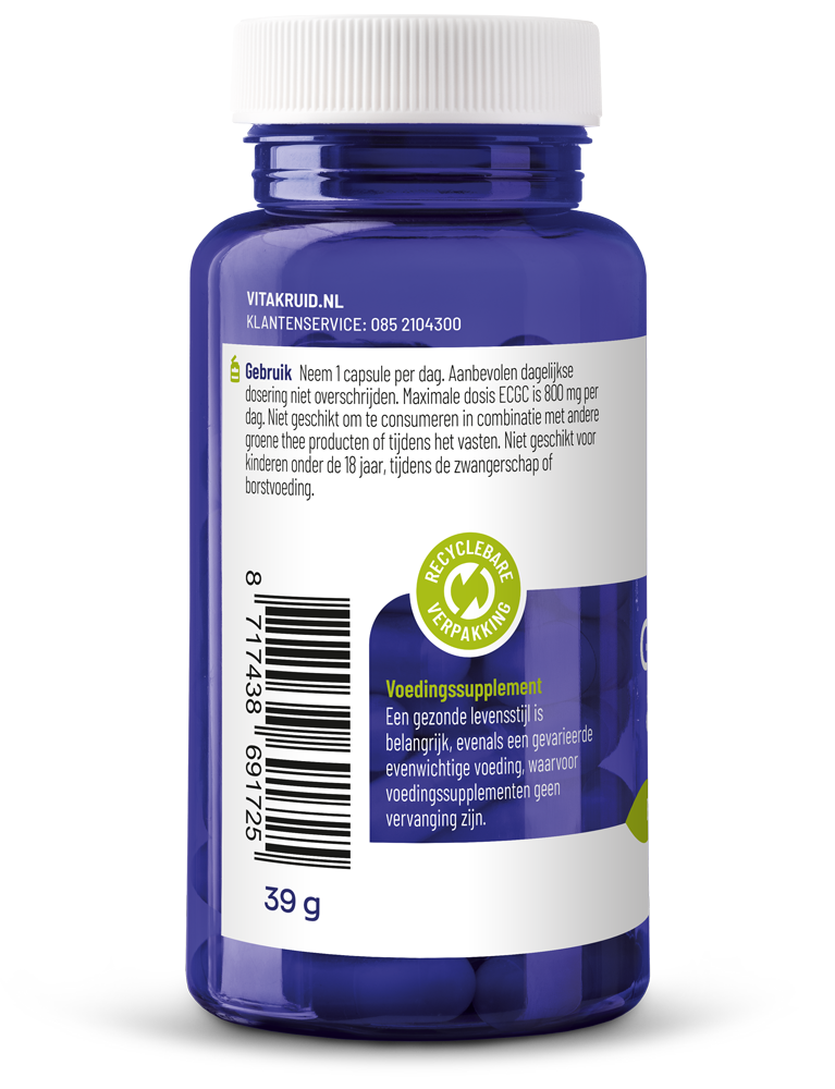Vitakruid groene Thee & Bioperine® >50% Egcg >80% Catechines (60 vega capsules)