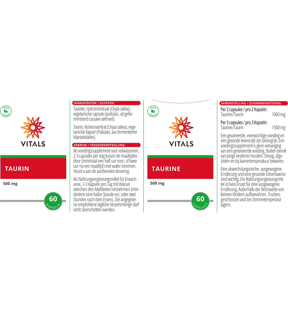 Vitals Taurine 500 mg (60 capsules) - image 3