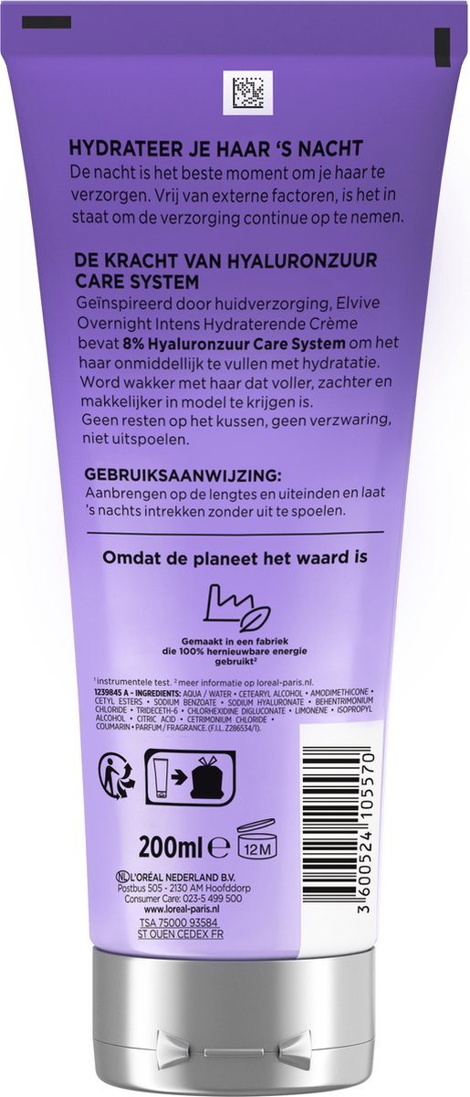 L'Oréal Elvive Hydra Hyaluronic Overnight Cream (200 ml)