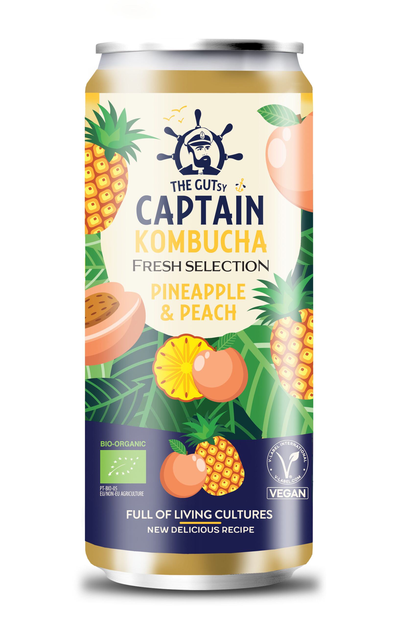 The Gutsy Captain Kombucha Fresh Pineapple Peach BIO  (250 ml)