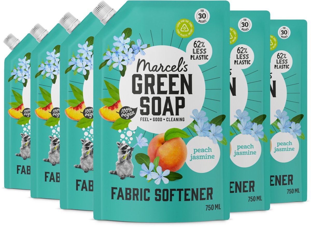6x Marcel's Green Soap Wasverzachter Perzik & Jasmijn Navulling (750 ml)