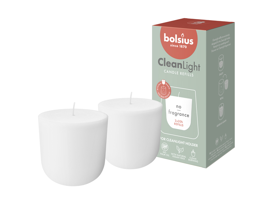 Bolsius Clean Light navulling Geurloos (2 stuks) - image 2