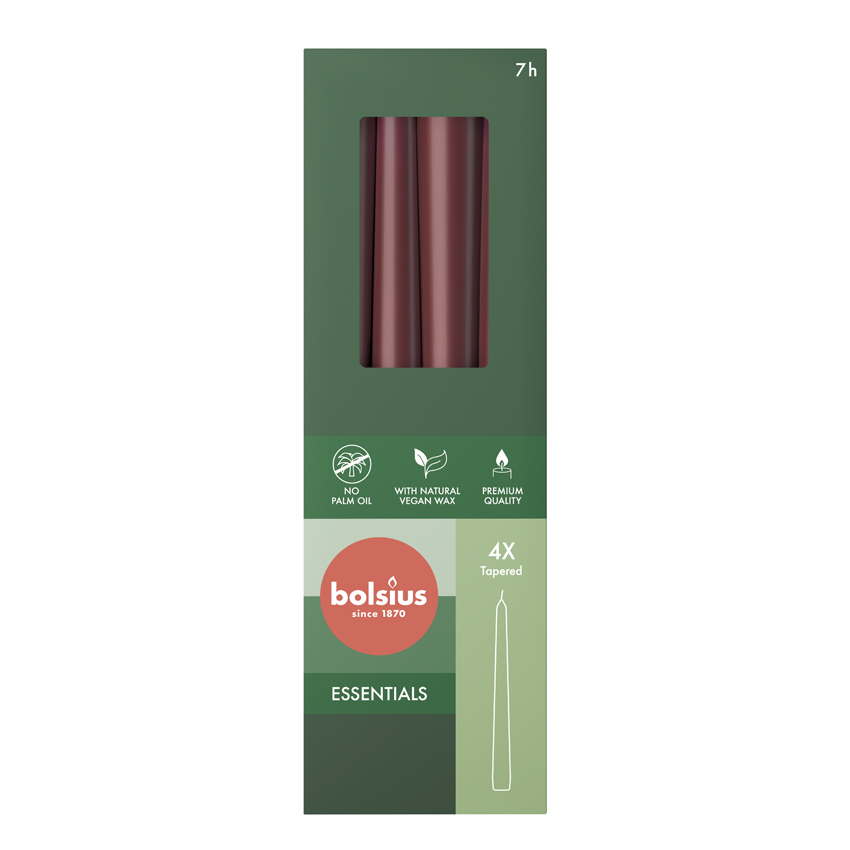 Bolsius Gotische Kaars 245/24 Doos 4 Velvet Red (4 stuks)