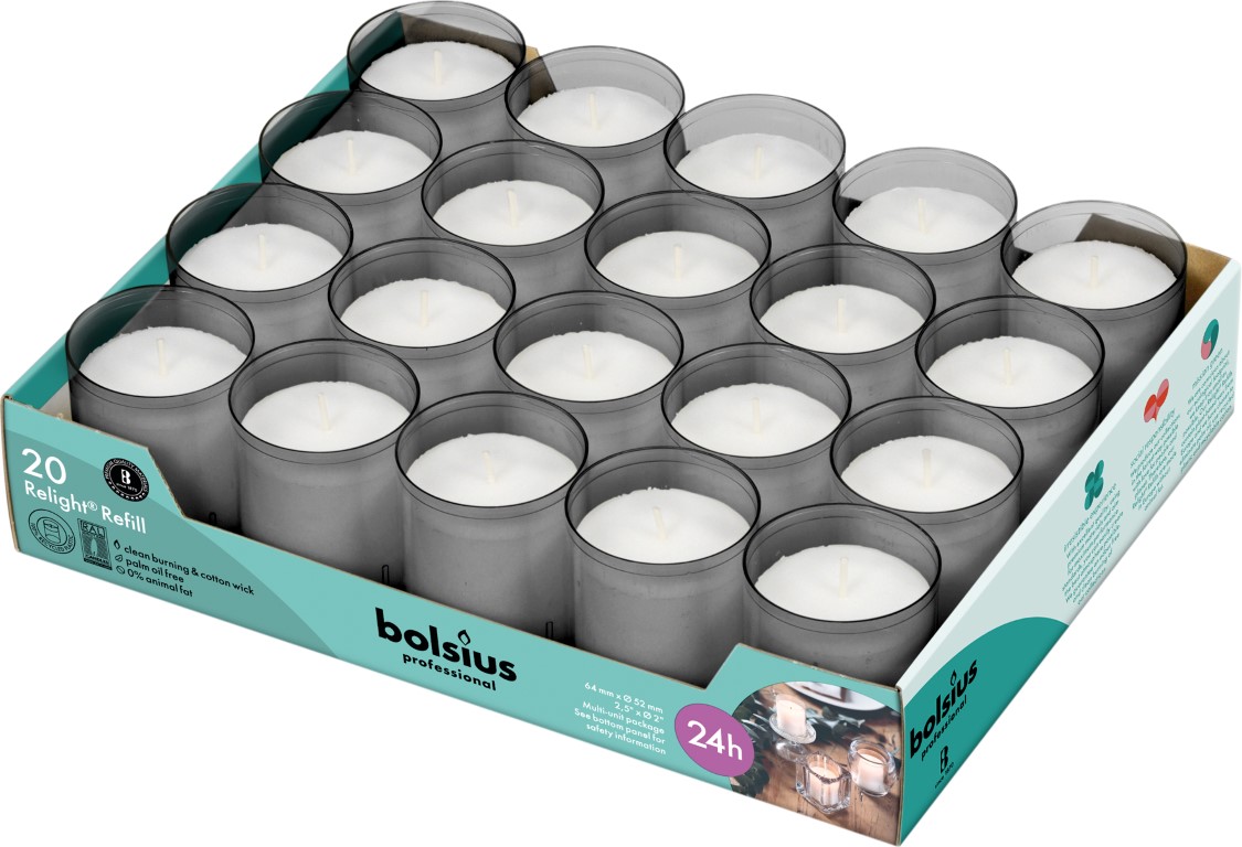 Bolsius Horeca Relight® Navullingen 64/52Grijs (20 stuks)