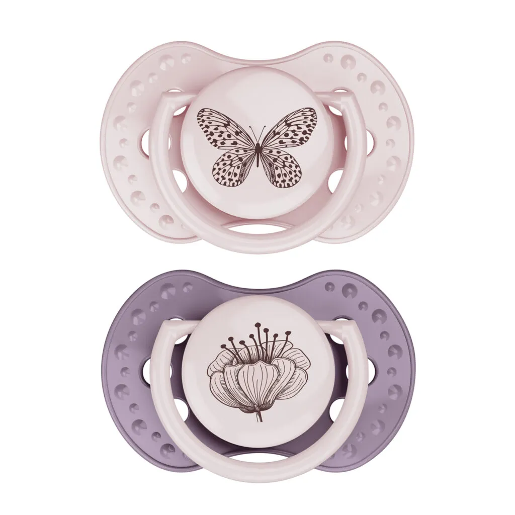 Difrax Fopspeen Dynamic 0-3 maand Botanic Pink/Purple (2 stuk)