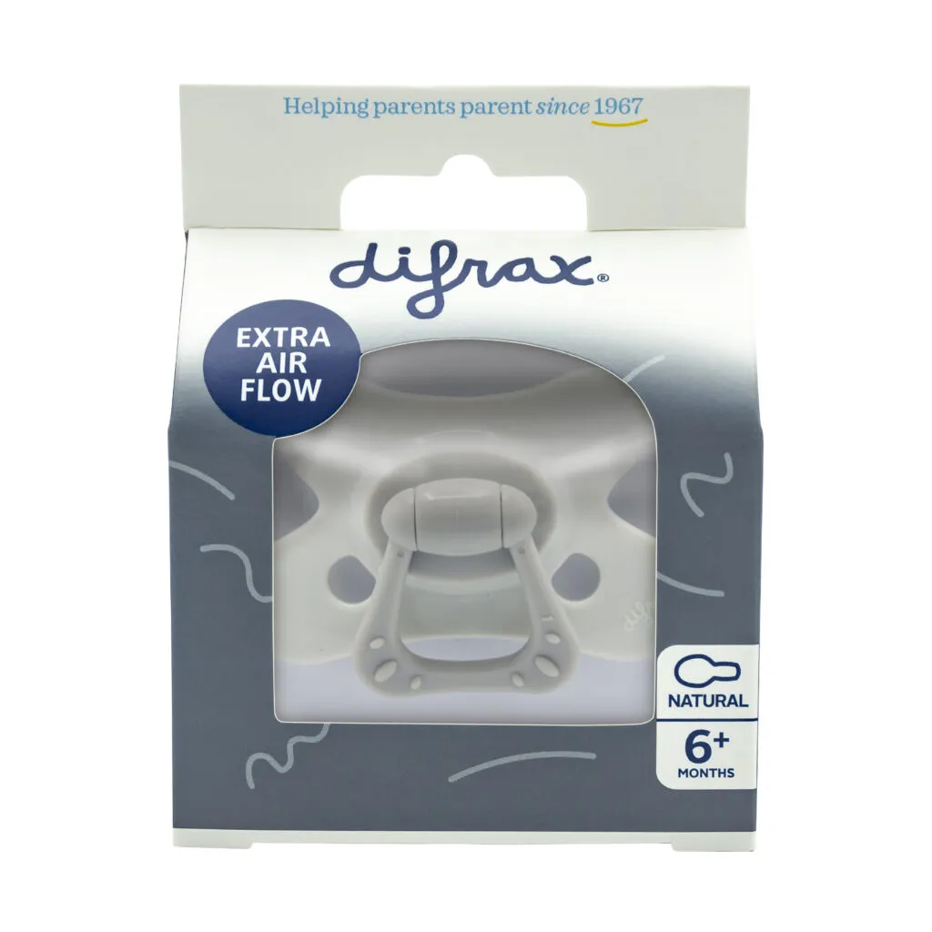 Difrax Fopspeen Natural 6 maand Siliconen Grey (1 stuk)