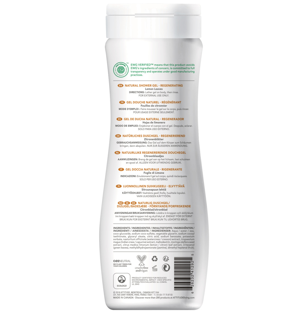 Attitude Super Leaves Body wash regenererend (473 ml)