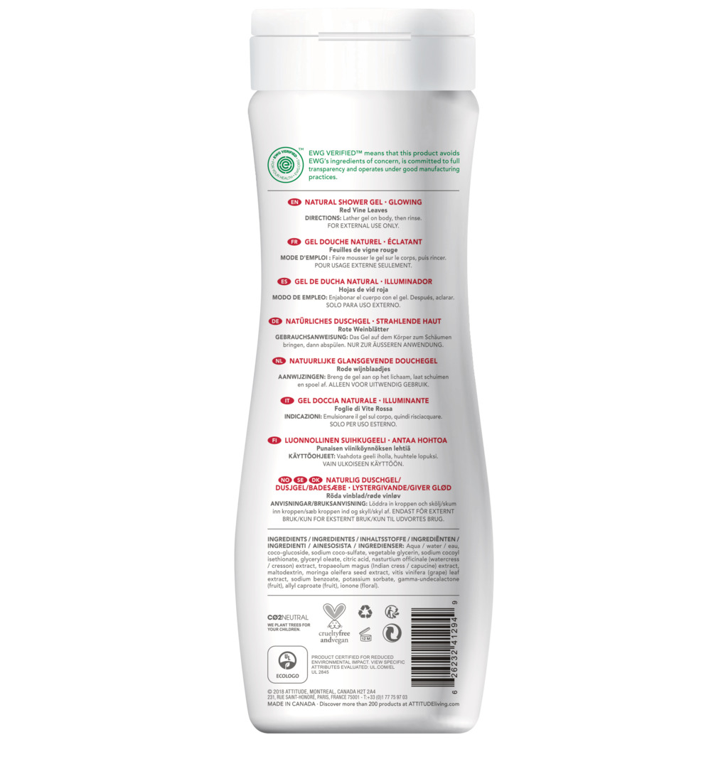 Attitude Super Leaves Body wash glanzend (473 ml)