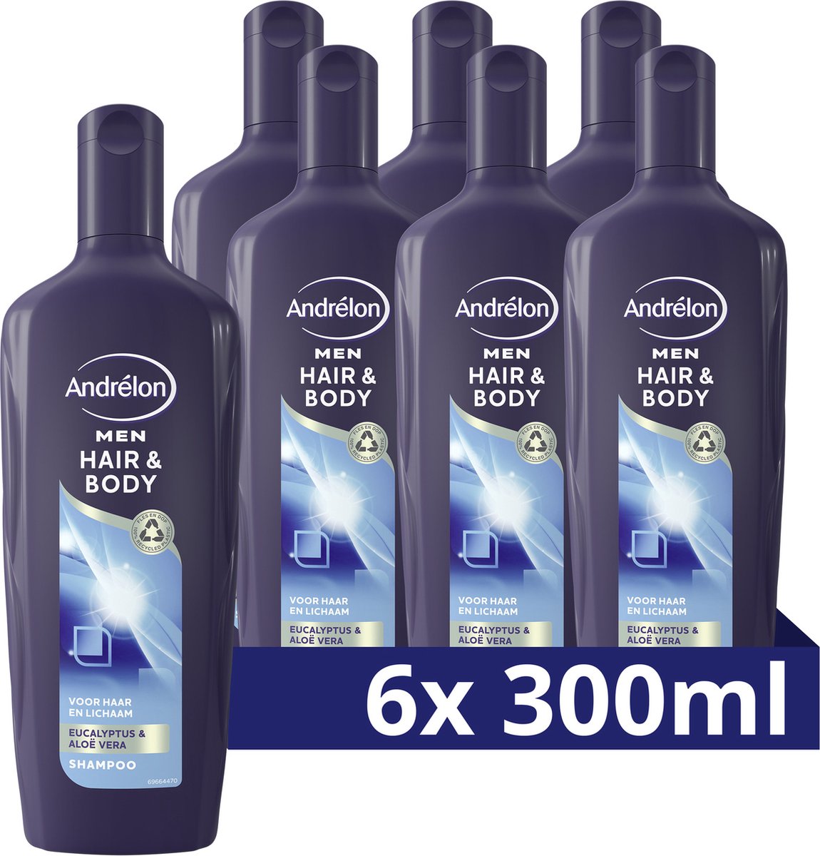 6x Andrelon Shampoo Men Hair & Body (300 ml)